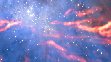 Typical picture of a Filamentary Hub or a Complex fiber network, where several dense gas lanes in red seem to overlap